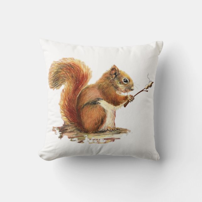 Almofada Marshmallow de torrefação com Esquilo Vermelho de  (Frente)