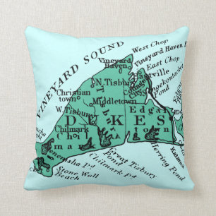 Almofada Martha's Vineyard do vintage, verde de mar