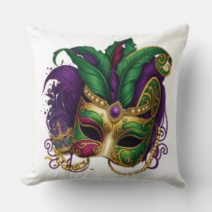 ALMOFADA MÁSCARA DE GRAS MARDI DOURADA PURPER VERDE