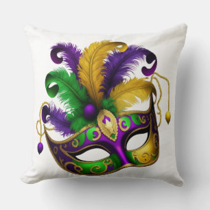 ALMOFADA MÁSCARA DE GRAS MARDI DOURADA PURPER VERDE