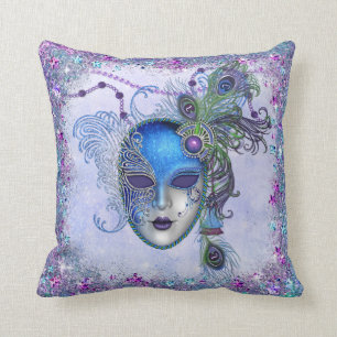 Almofada Máscara de Mascarada de pena de Peacock