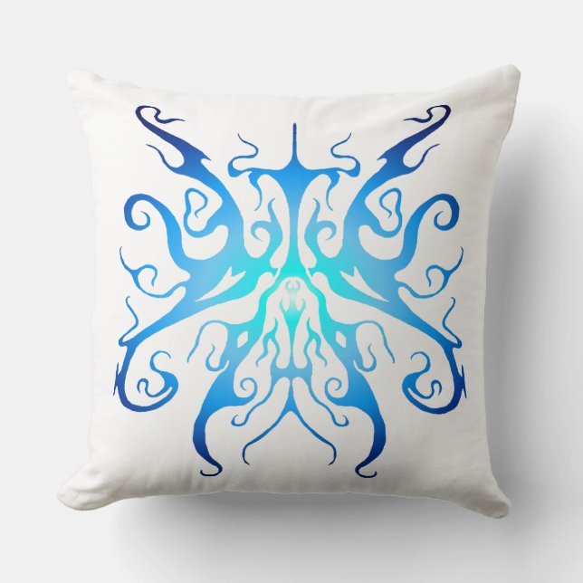 Almofada Máscara Tribal Azul Elegante Design Abstrato (Frente)