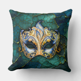 Almofada Máscara Venetiana sobre fundo azul-lacrimogêneo