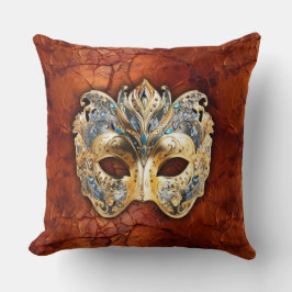 Almofada Máscara veneziana luxuosa sobre fundo de ferrugem