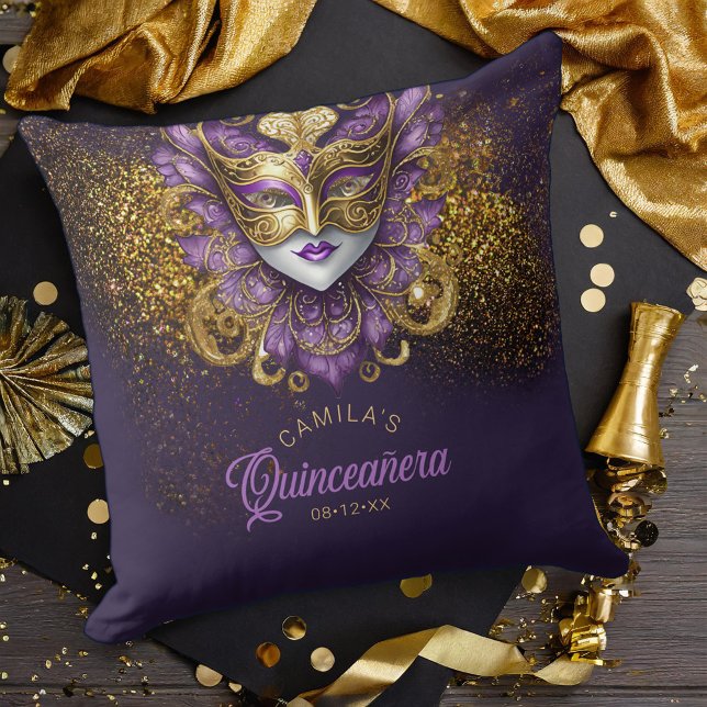 Almofada Mascarada Motif Quinceanera Purple V2 ID1031 (Criador carregado)