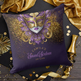 Almofada Mascarada Motif Sweet 16 Purple Dourado V2 ID1032