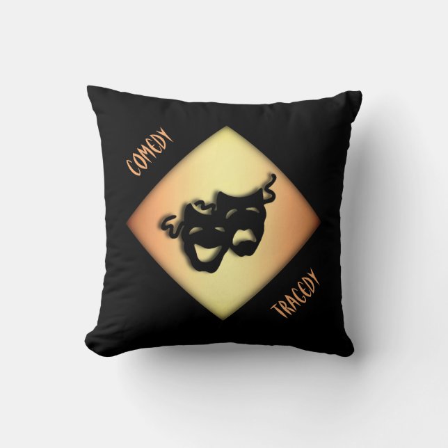 Almofada Máscaras de Comédia Divertida e Teatro Tragédia (Frente)