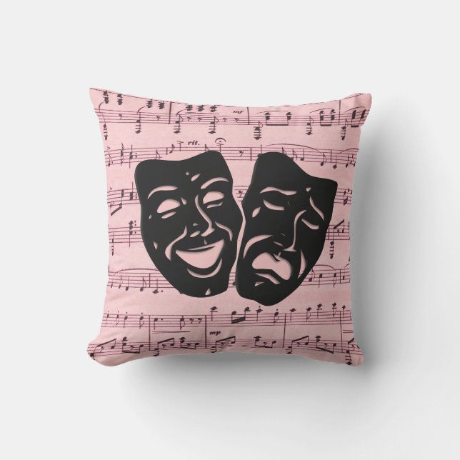 Almofada Máscaras de Música e Teatro Rosa (Frente)