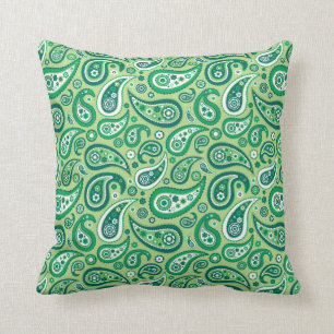 Almofada Máscaras do teste padrão verde de Paisley