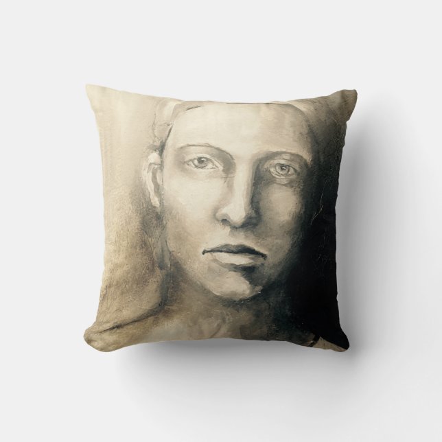 Almofada Máscaras do travesseiro do retrato #1 do cinza (Frente)