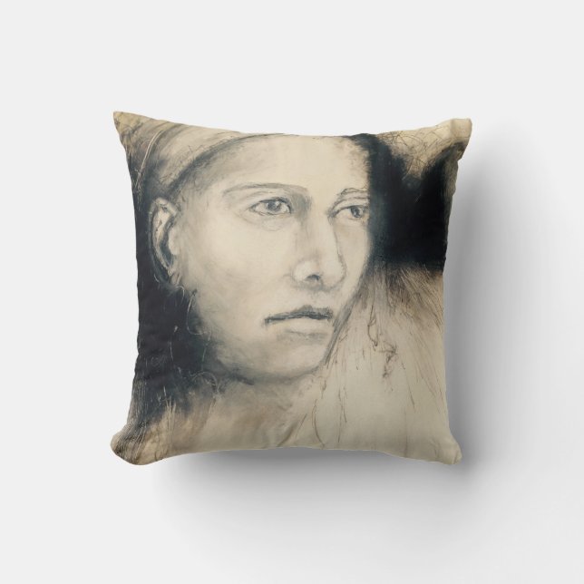 Almofada Máscaras do travesseiro do retrato #2 do cinza (Frente)