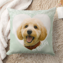 Almofada Mascote Cachorro Gato Foto Personalizada Verde Mem