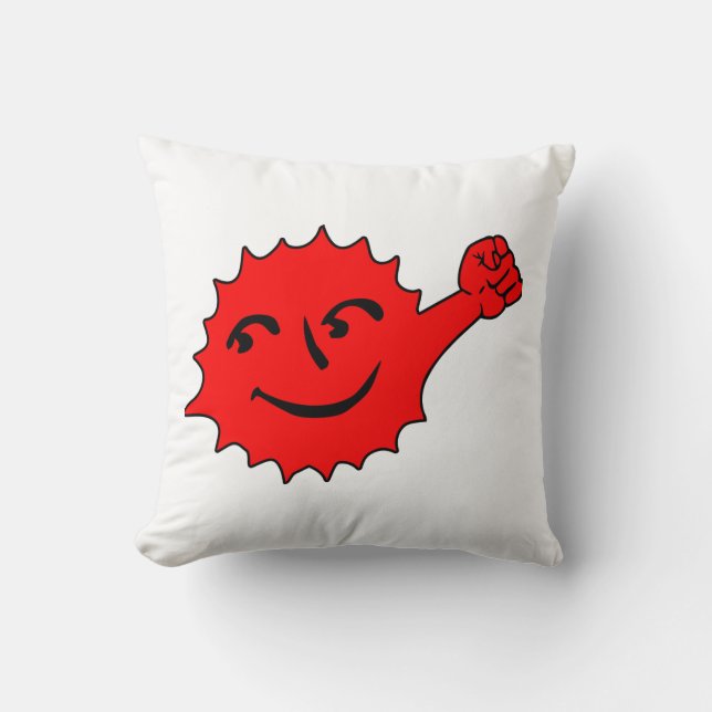 Almofada Mascote Sol Vermelho Alegre (Frente)