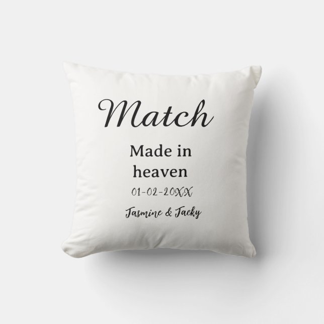 Almofada Match made in heaven add name date simple calligra (Frente)