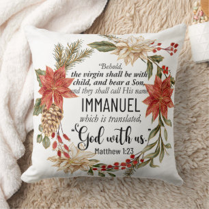 Almofada Mateus 1:23 Immanuel Deus conosco Natal Floral