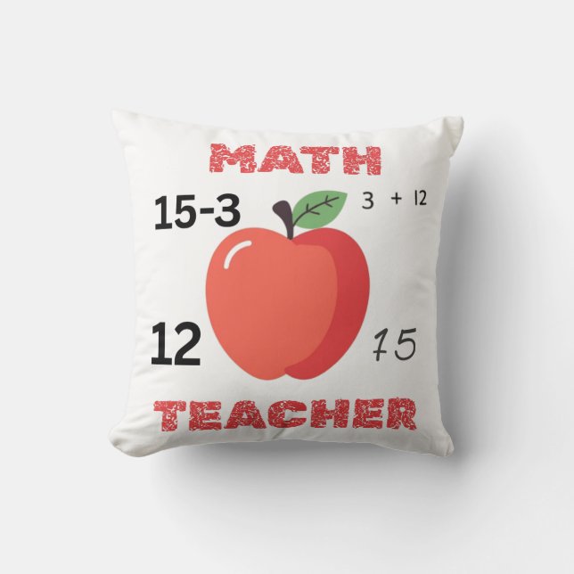 Almofada Math teacher apple design funny math teacher shirt (Frente)