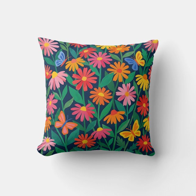 Almofada Matisse‑Style Daisy & Butterfly (Frente)