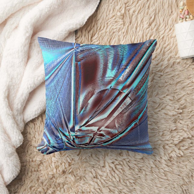 Almofada Matiz azul esmaecida sobre castanho com traços que (Cobertor)