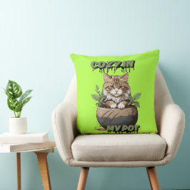 Almofada Matizes Neutros Reproduzindo Gato no Pote