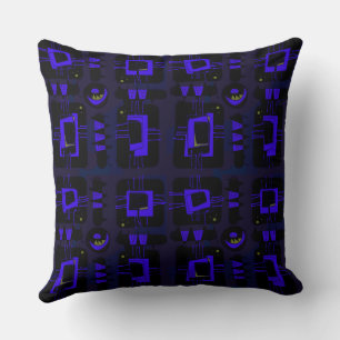 Almofada Matriz Étnica abstrato - Azul-índio preto verde