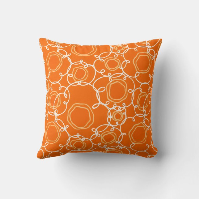 Almofada Matriz Floral Abstrata (Laranja) Arte Refinada (Verso)