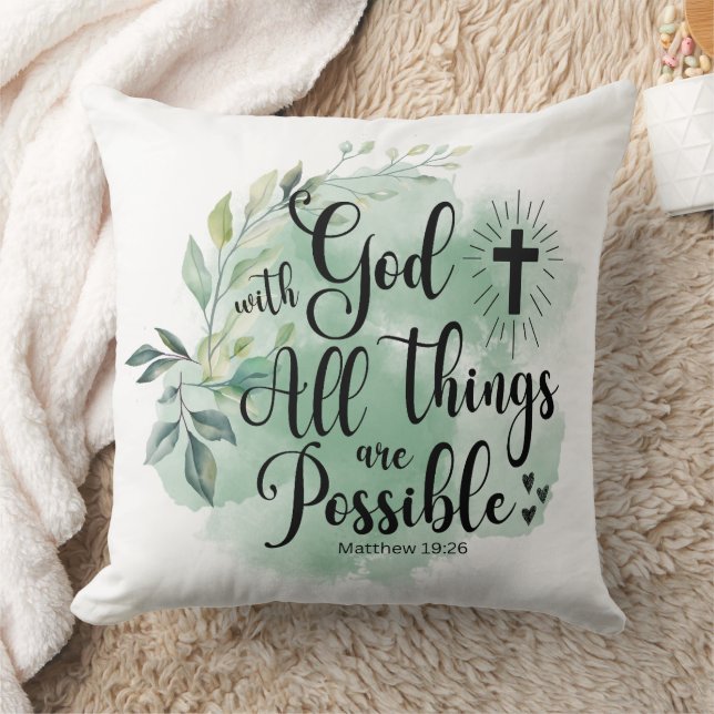 Almofada Matthew 19:26 Com Deus todas as coisas Possíveis F (Cobertor)