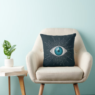 Almofada Mau de Olhos Nazares de Azul Silver e Teal