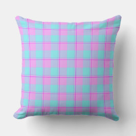 Almofada Mauve and Coastal Mist Plaid Blue Pink