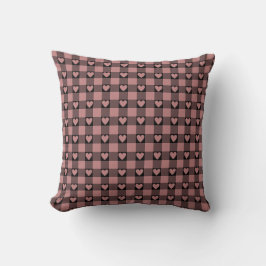 Almofada Mauve Pink Black Buffalo Heart Plaid