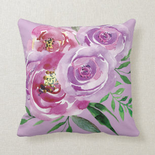 Almofada Mauve roxa e rosas de coloração aquática lilás