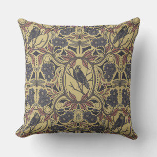 Almofada Mauve, Tan & Cinza Crow & Dragonfly Floral