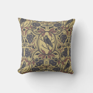 Almofada Mauve, Tan & Cinza Crow & Dragonfly Floral
