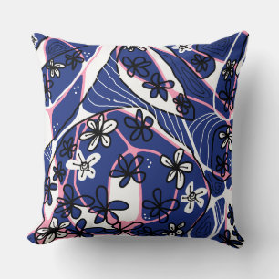 Almofada Máxima Arte Floral Neuro - Cor-de-rosa Azul