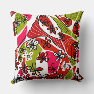 Almofada Máximo Floral Neuro Art - Verde Vermelho Branco
