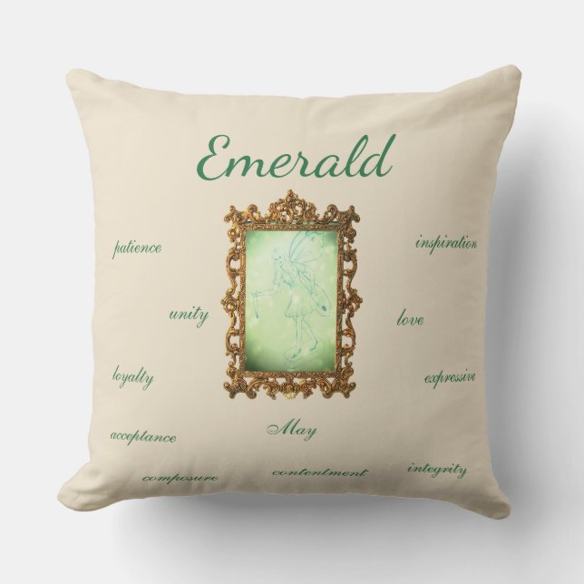 Almofada May Birthstone Emerald Fairy (Frente)
