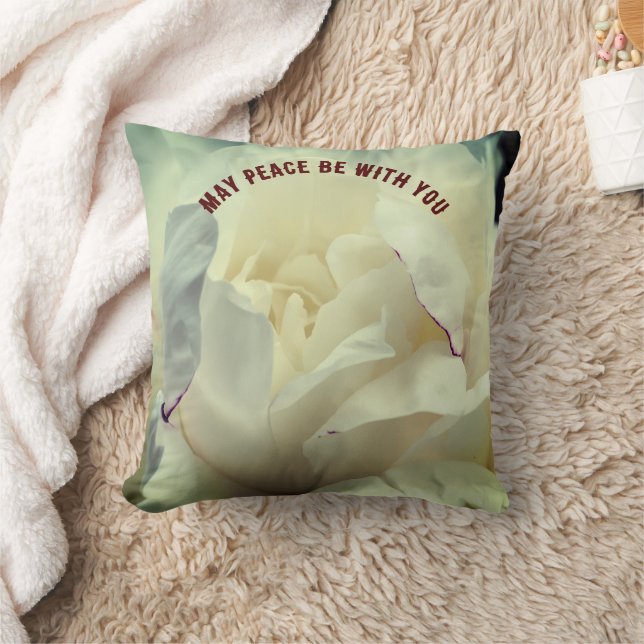 Almofada May Peace Be With You Peony Inspirational   (Cobertor)