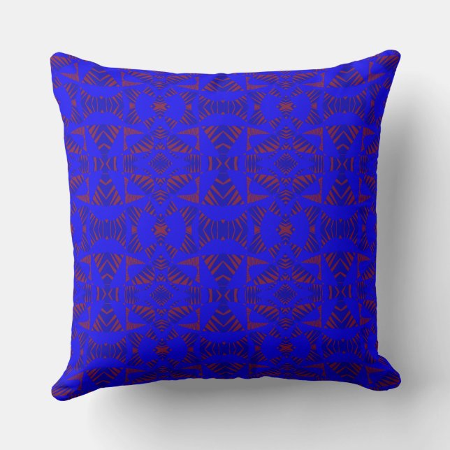 Almofada Maz Abstrato Zebra Mosaico - Vermelho Azul (Verso)