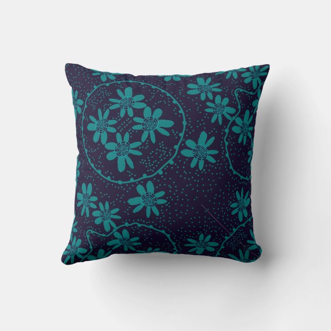 Almofada Maz Floral Bolhas de Bolinhas Teal (Verso)