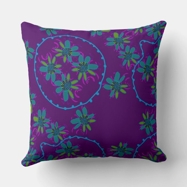 Almofada Maz Floral Bolhas Simples Púrpura Múltipla (Verso)