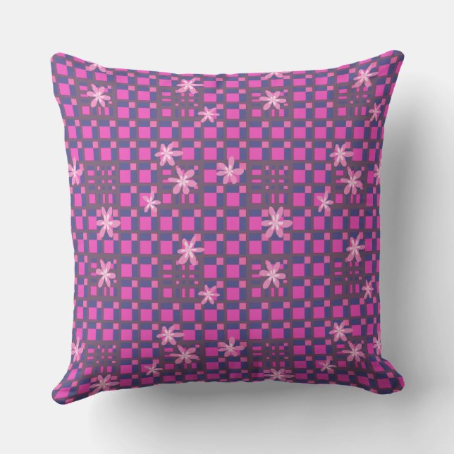 Almofada Maz Floral Square Conundrum - Marinho Fuchsia (Verso)