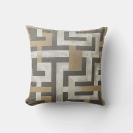 Almofada Maze geométrico Dourado, branco e carvão