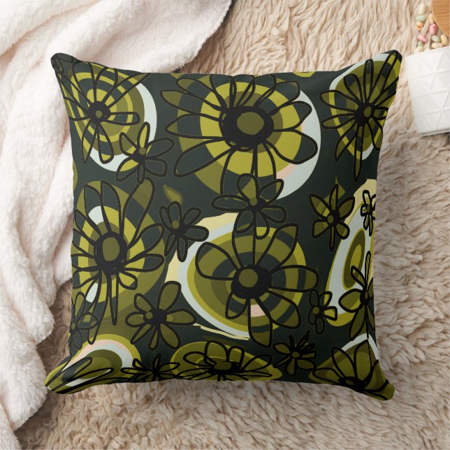 Almofada Mazipoodles Ama Flores - Azeite Verde Preto (Cobertor)