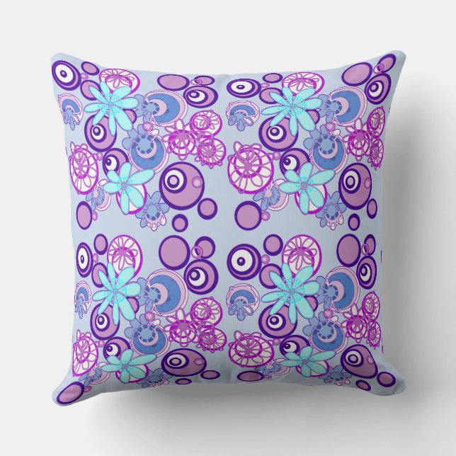 Almofada Mazipoodles Bolhas Florais - Azul Roxo Branco (Verso)