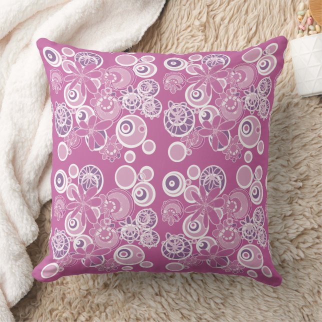 Almofada Mazipoodles Bolhas Florais Púrpura Branca Densa Ro (Cobertor)