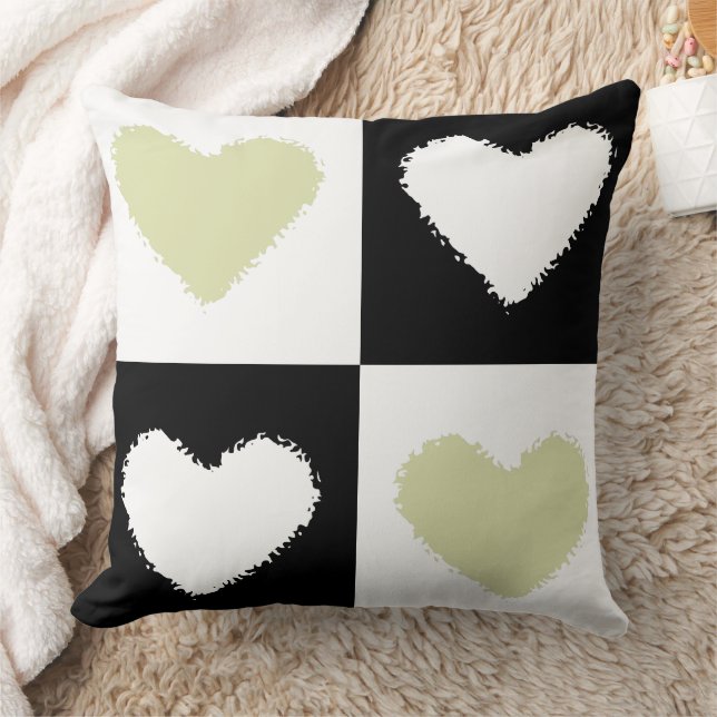 Almofada Mazipoodles Corações Abstração Pastel Olive Green (Cobertor)