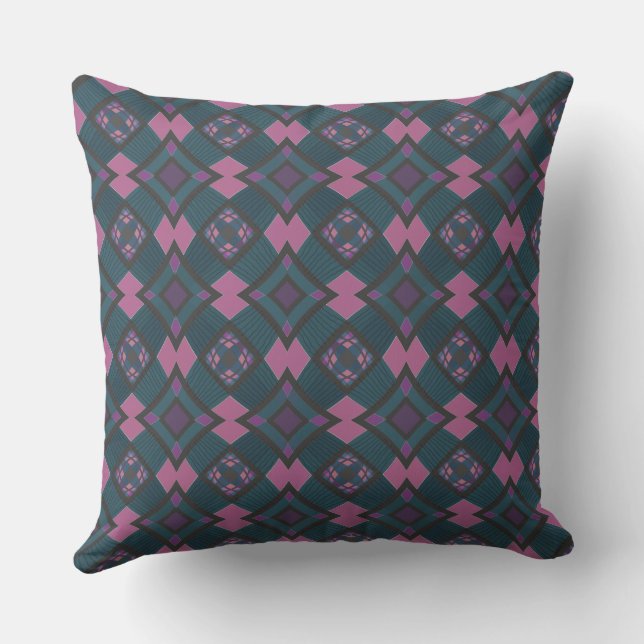 Almofada Mazipoodles Diamond Cross Xadrez - Dusty Teal Pink (Verso)
