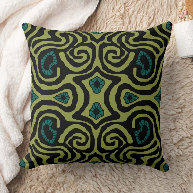 Almofada Mazipoodles Louco Maze - Teal Negro-Oliva (Cobertor)