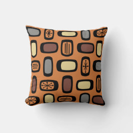 Almofada MCM Arredondado do Meio-Século Laranja Marrom