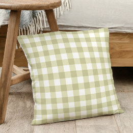 Almofada Meadow Gingham - xadrez verde de sábio.