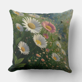 Almofada Meadow Whispers: Uma Sinfonia Daisy em Bloom
